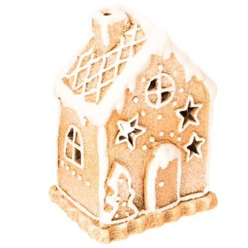 Suporte para vela em formato de casinha de gengibre, para decoração e para uso em pé, 13 cm