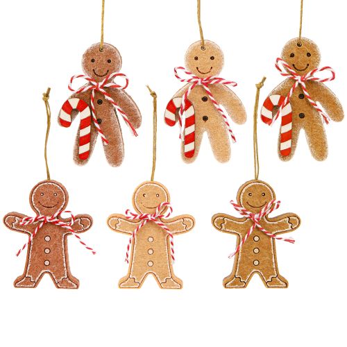 Decoração de boneco de gengibre para pendurar em madeira sortida 8 cm 12 peças