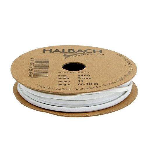 Floristik24 Cordão de couro branco 3mm 10m