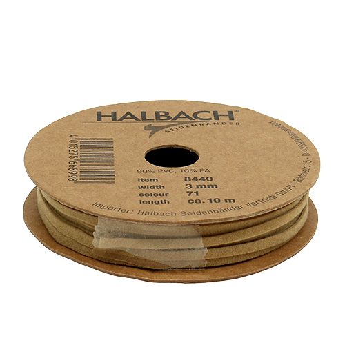 Floristik24 Fio de couro marrom claro mate 3mm 10m