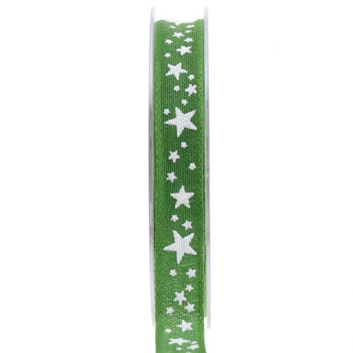 Floristik24 Fita de juta com motivo estrela verde 15mm 15m