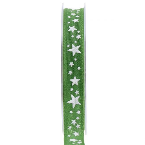 Floristik24 Fita de juta com motivo estrela verde 15mm 15m