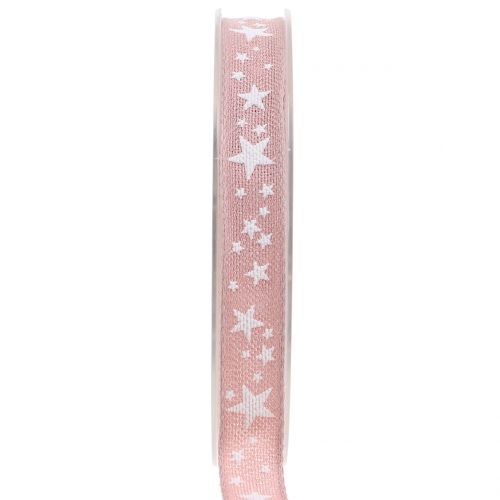 Floristik24 Fita de juta com motivo estrela rosa 15mm 15m