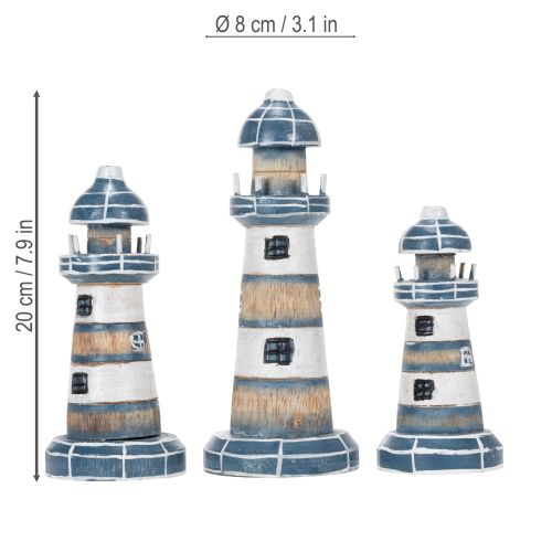 Itens Decoração de farol, estilo marítimo, para sala de estar e terraço, 20cm, conjunto de 3.