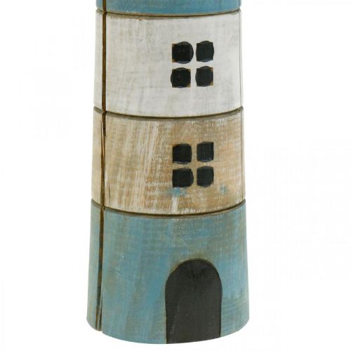 Floristik24 Decoração marítima, farol de madeira, decoração marítima, farol decorativo azul Alt.31cm
