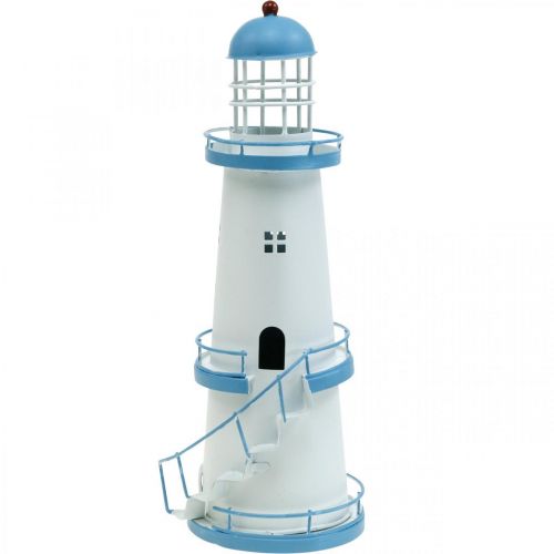 Floristik24 Decoração de farol em metal azul claro Decoração marítima