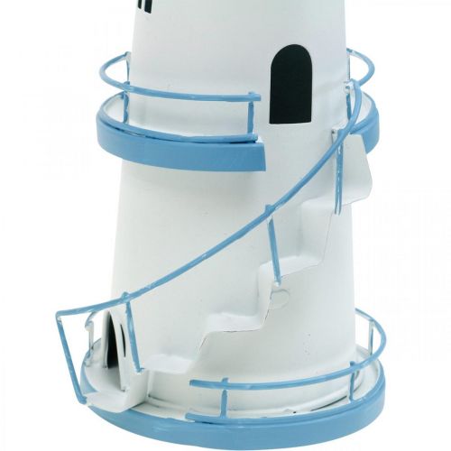 Floristik24 Decoração de farol em metal azul claro Decoração marítima