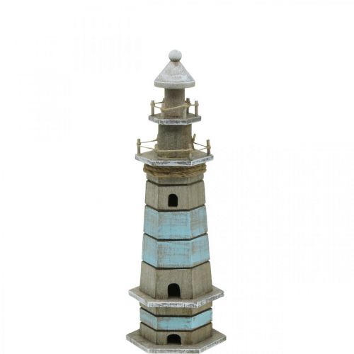 Floristik24 Farol de madeira, decoração marítima natureza, azul e branco shabby chic H35.5cm