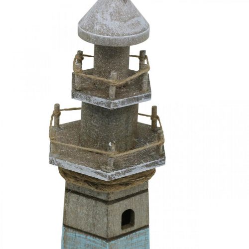 Floristik24 Farol de madeira, decoração marítima natureza, azul e branco shabby chic H35.5cm