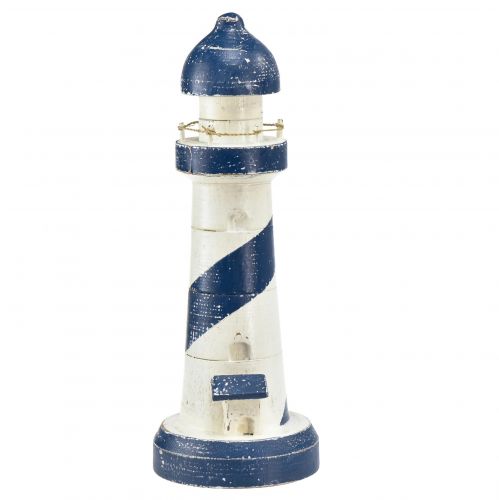 Floristik24 Farol Decoração de mesa marítima azul branco Ø10,5cm Alt.28,5cm