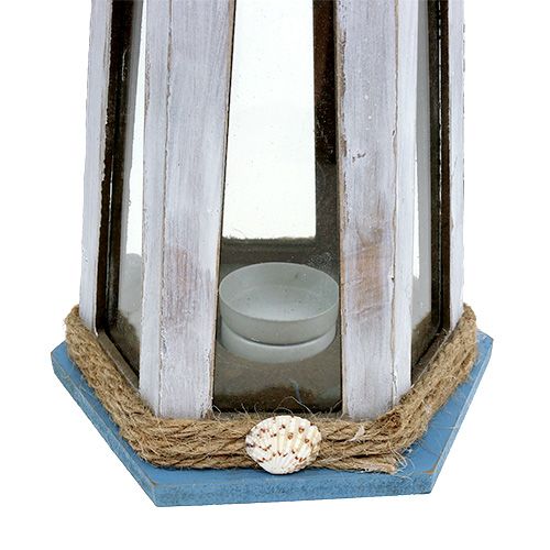 Floristik24 Farol como suporte de tealight azul natural Alt.32cm