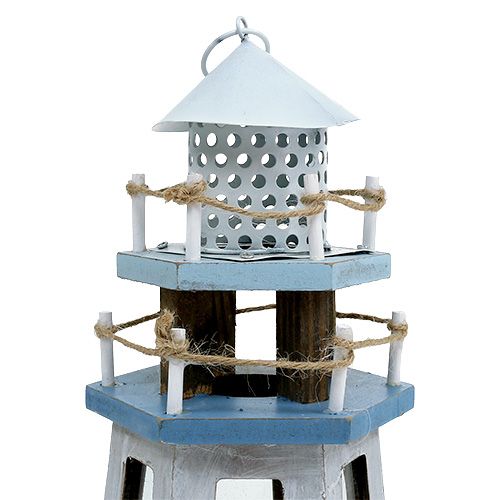 Floristik24 Farol como suporte de tealight azul natural Alt.32cm