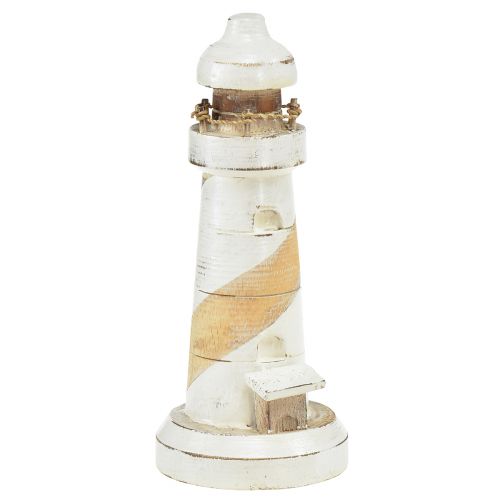 Itens Farol feito de madeira natural decoração de mesa branca Ø7,5cm Alt.19cm