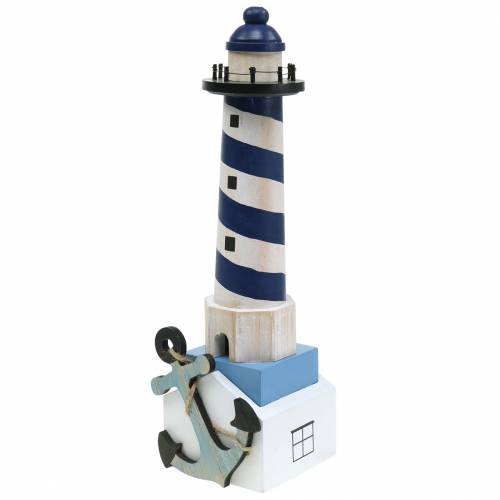 Floristik24 Farol de decoração marítima azul escuro 34cm
