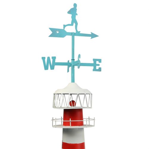 Floristik24 Farol branco vermelho com cata-vento 90cm
