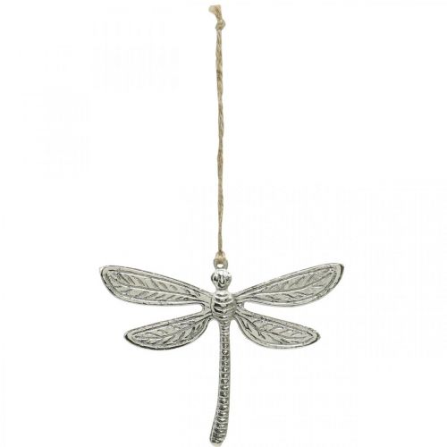 Floristik24 Libélula de metal, decoração de verão, libélula decorativa para pendurar prata W12,5cm