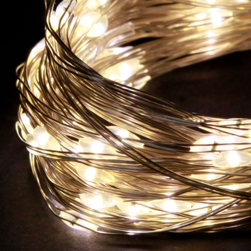 Itens Luzes de fada 50 micro LED branco quente temporizador para bateria 6 peças