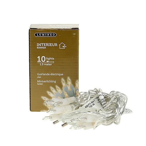 Floristik24 Luzes de fadas mini 10pcs 1,5m para interior transparente/transparente