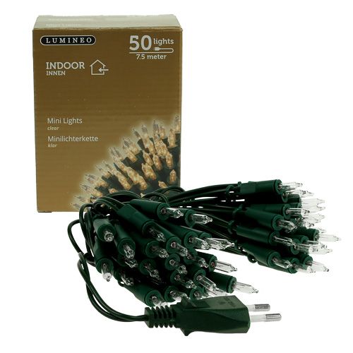 Floristik24 Corrente leve mini 50 7,5m para interior verde / transparente