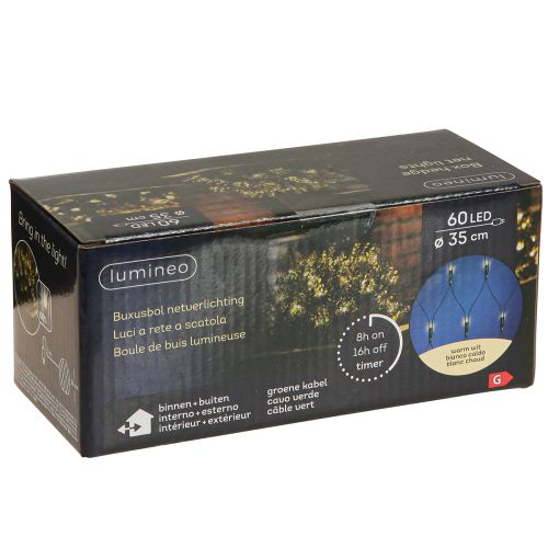 Itens Rede de luz externa para buxo, cordão de luzes com 60 LEDs, Ø35cm