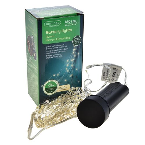 Floristik24 Bateria temporizador de trilha leve Twinkle 140cm 160 Micro LED