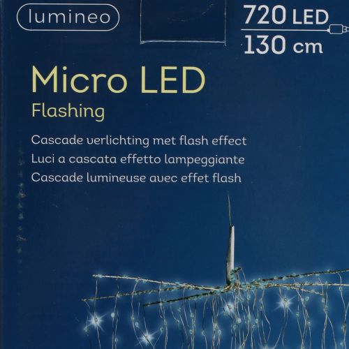 Itens Cascata de luz Micro-LED branco frio 720 H130cm