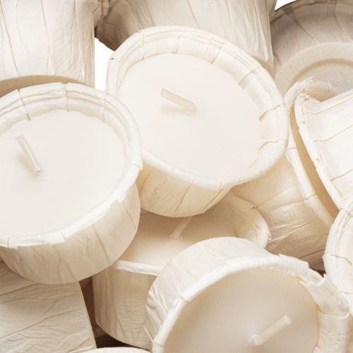 Itens Vela tealight em embalagem de papel para ocasiões festivas e momentos especiais. Light One, 4 cm, 50 unidades.