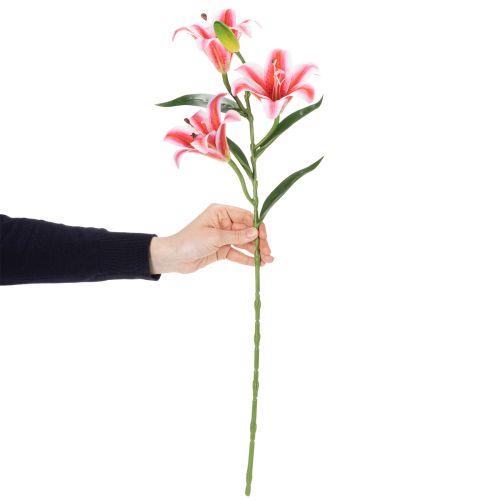 Itens Lírio artificial para decoração elegante de sala de estar com aparência realista, 67 cm, 2 peças.