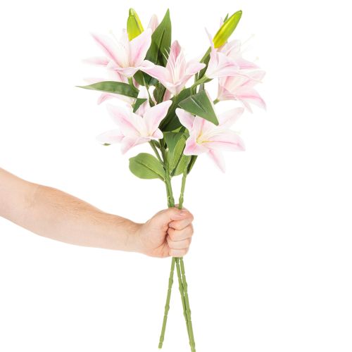 Flor de lírio artificial, flor de haste, decoração, 68 cm, 3 peças | Floristik24.pt