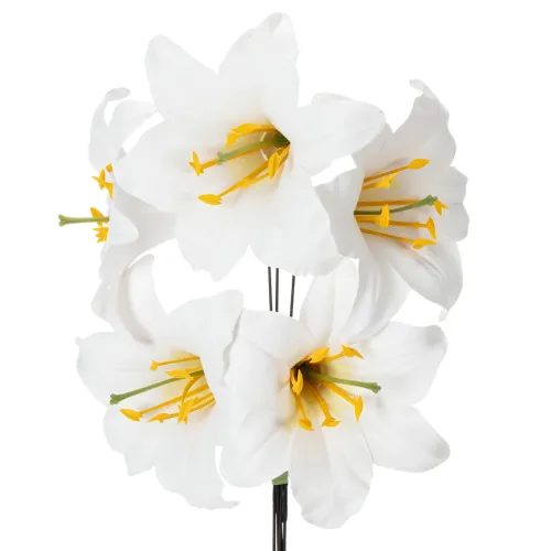Flor de lírio artificial, branca, em arame, tamanho médio, 35 cm, 5 peças comprar | Floristik24.pt