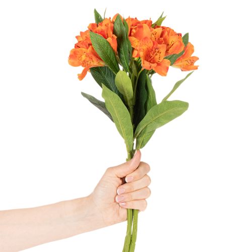 Flor artificial de Alstroeméria laranja, arranjo decorativo artificial, 75 cm, 3 peças. | Floristik24.pt