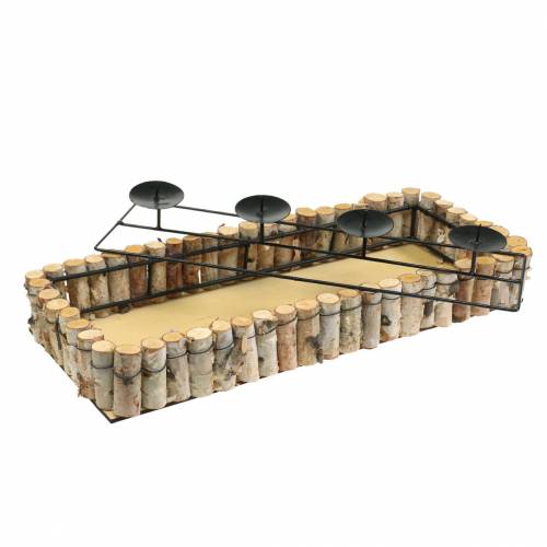 Floristik24 Bandeja de vela do advento com borda de bétula 44 cm