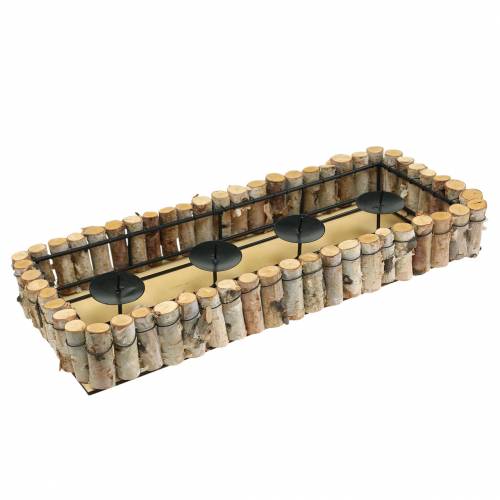 Floristik24 Bandeja de vela do advento com borda de bétula 44 cm