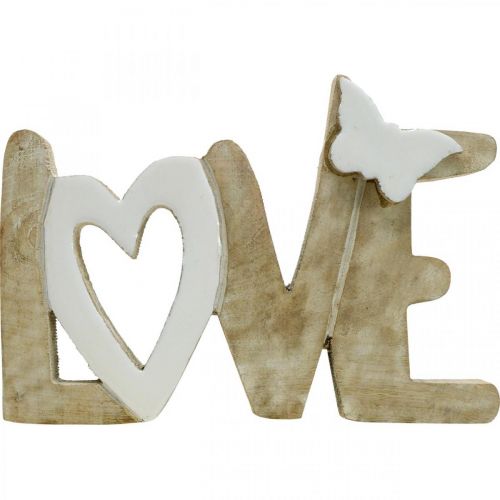 Floristik24 Decoração de mesa "Love", decoração em madeira com coração e borboleta natural, branco L24cm A17,5cm