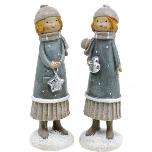 Floristik24 Figuras Deco figuras infantis de inverno meninas Alt. 14,5 cm 2 unidades