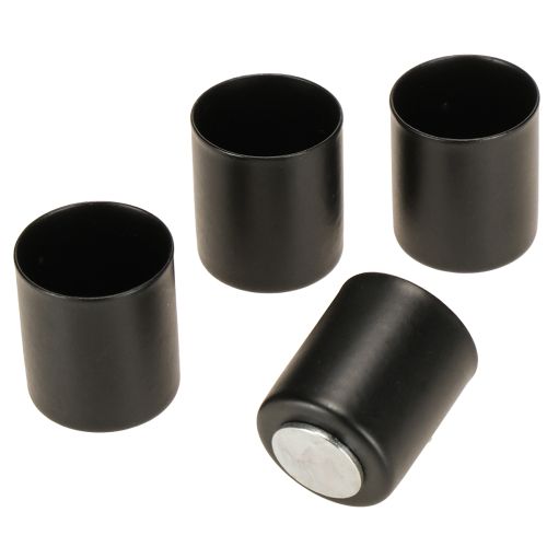 Floristik24 Porta-velas magnético, metal preto, H3cm, 4 peças