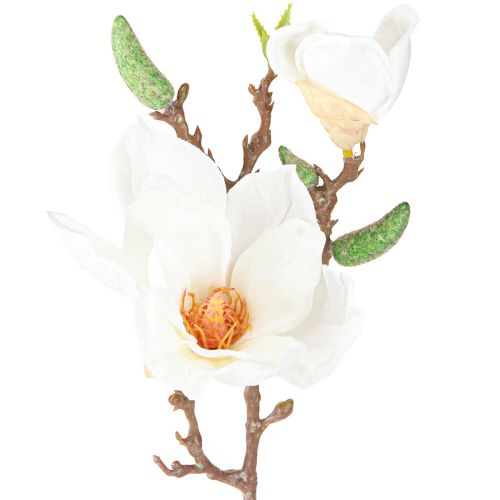 Itens Magnolia Branco Botões de Flores Artificiais Decoração Ramo H40cm 2pcs