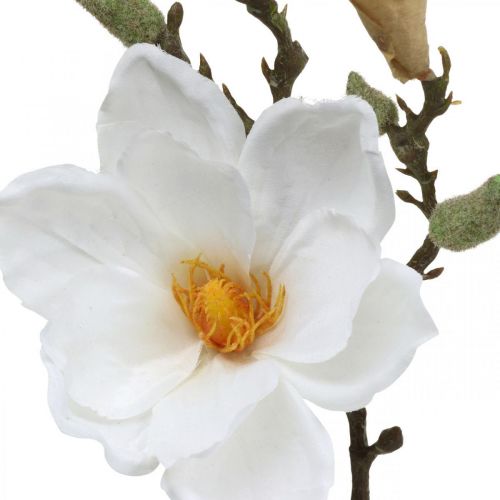 Itens Flor artificial magnólia branca com botões em galho decorativo Alt.40cm
