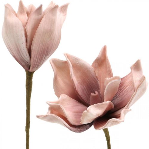 Floristik24 Magnólia artificial flor de espuma rosa antiga flor artificial Ø10cm 6 peças