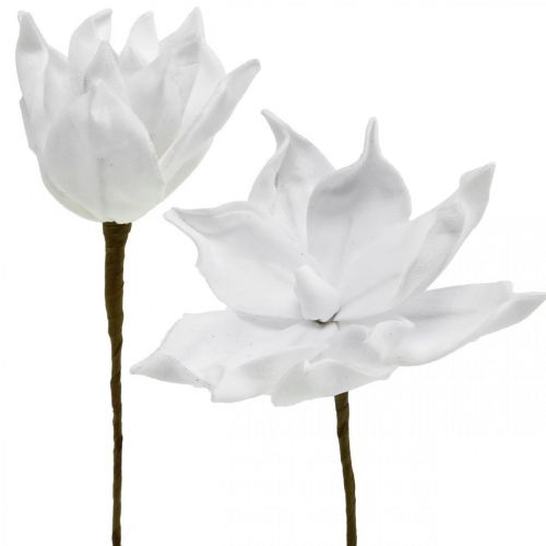 Flor artificial branca magnólia artificial em uma vara Ø10cm Espuma 6pcs