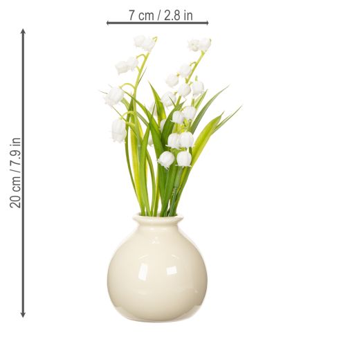 Buquê artificial de lírios-do-vale em vaso clássico, ideal para decoração de casa, 20 cm