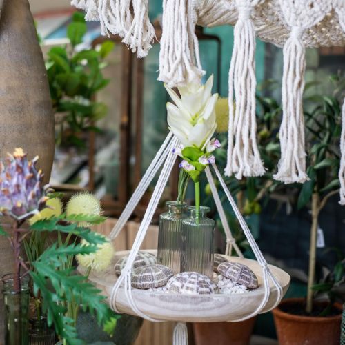 Itens Cesto macramé decorativo estilo boho Ø23cm Alt.90cm