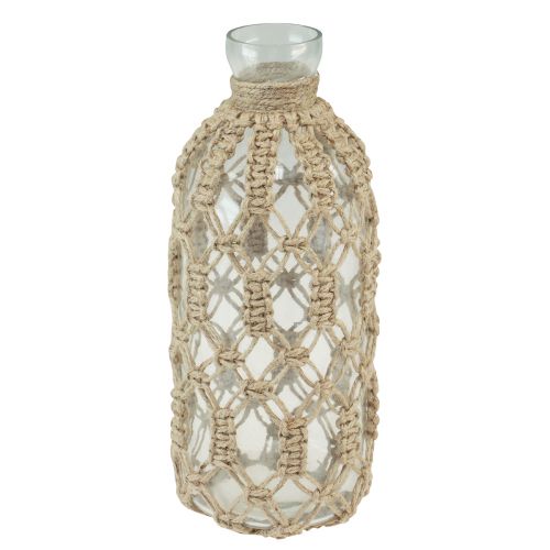 Floristik24 Vaso decorativo de vidro garrafa macrame juta natural Ø10,5cm Alt.26cm