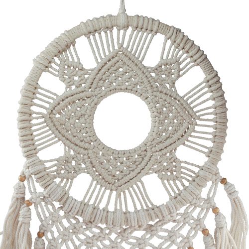 Itens Pendurado na parede Macrame apanhador de sonhos decoração de parede creme 29x72cm