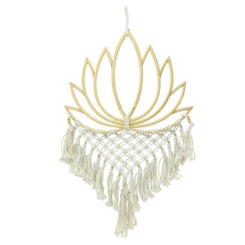 Itens Decoração de parede macrame decoração de lótus bambu creme natural 70cm