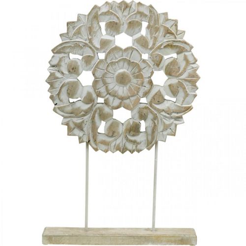 Floristik24 Mandala floral, decoração de madeira para colocar, decoração de verão, decoração de mesa shabby chic natural, branco A54,5cm Ø34cm