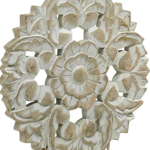 Itens Mandala floral, decoração de madeira para colocar, decoração de verão, decoração de mesa shabby chic natural, branco A54,5cm Ø34cm