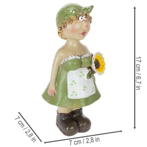 Itens Conjunto de 2 estatuetas decorativas representando um casal de camponeses, perfeitas para decorar a sala de estar e ambientes internos no verão. 17 cm de altura.