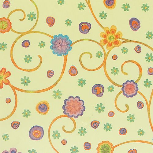 Floristik24 Punho papel 25cm 100m creme com flores