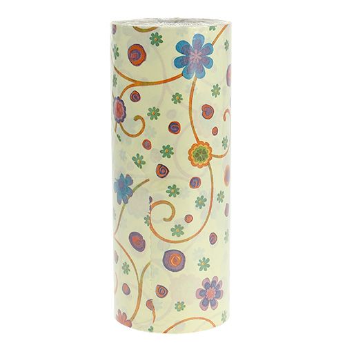 Floristik24 Punho papel 25cm 100m creme com flores